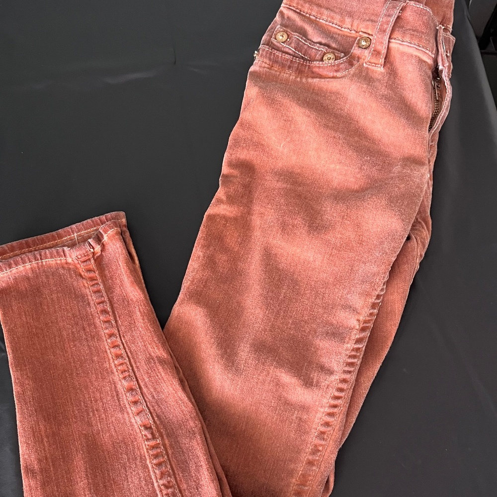 True Religion Casey Rust Orange Coated LowRise Skinny Jean 27